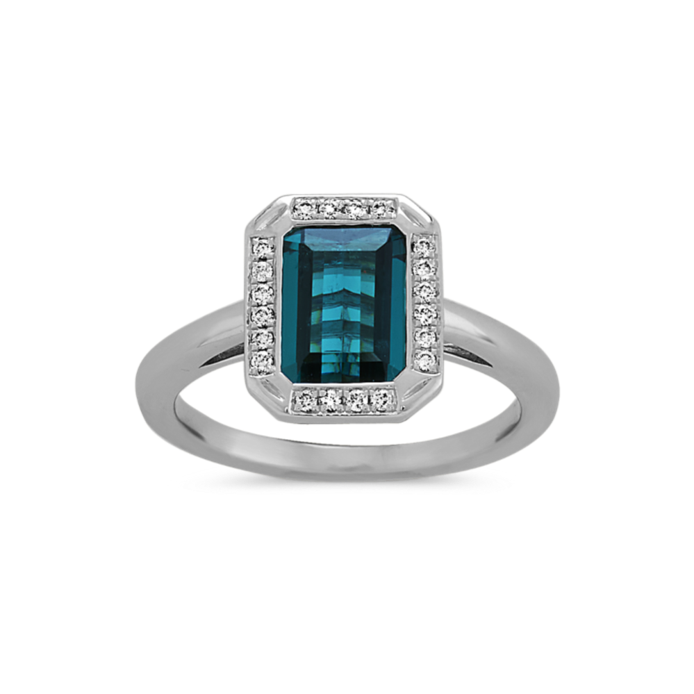 Allure Green Tourmaline and Diamond Halo Ring