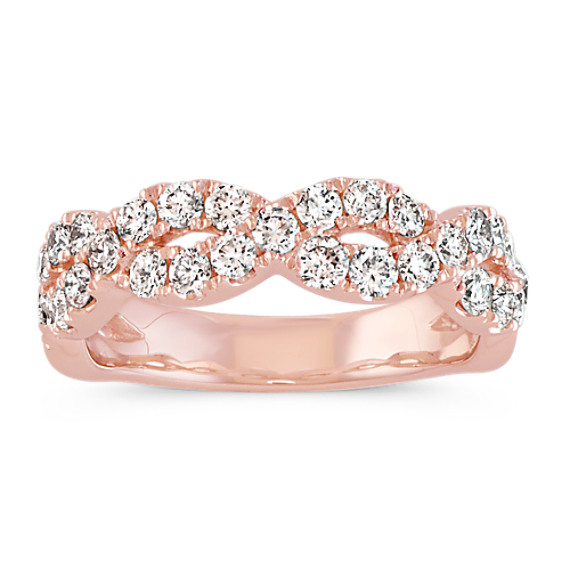 Alouette Round Diamond Infinity Wedding Band in 14k Rose Gold
