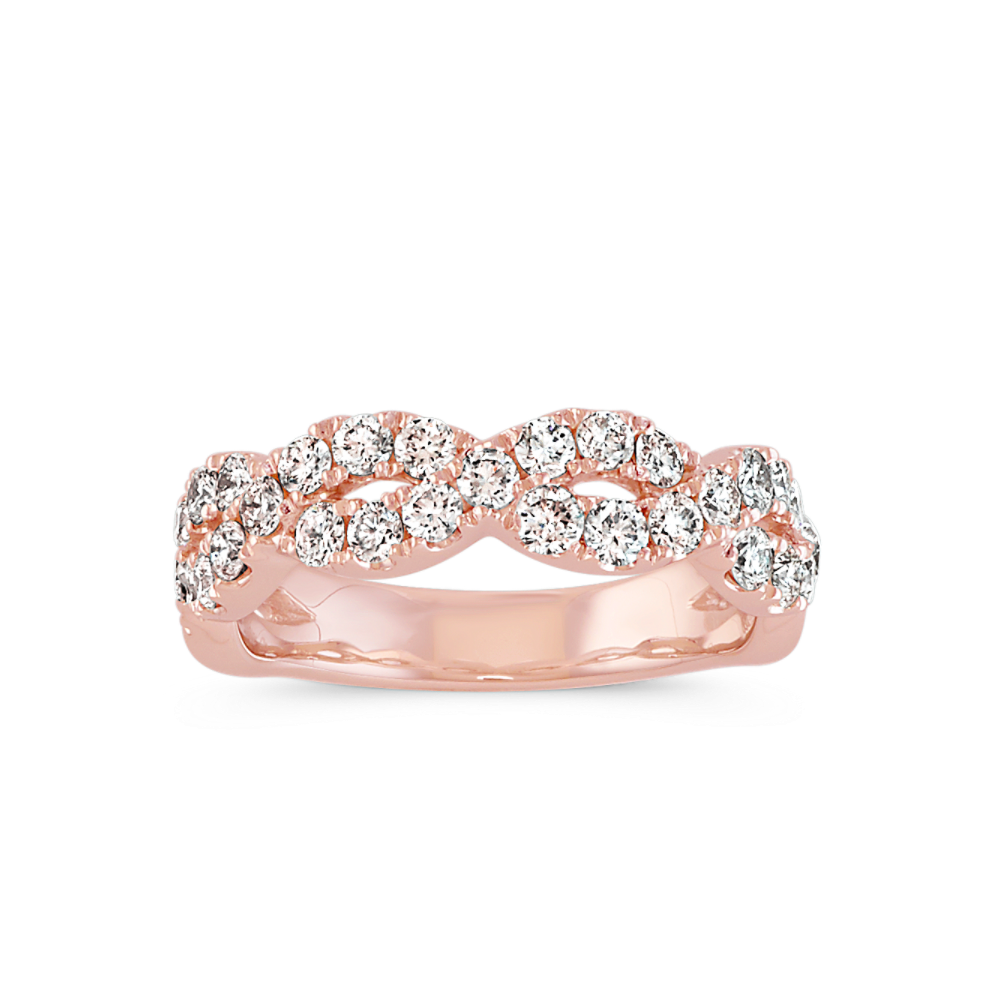Alouette Round Diamond Infinity Wedding Band in 14k Rose Gold