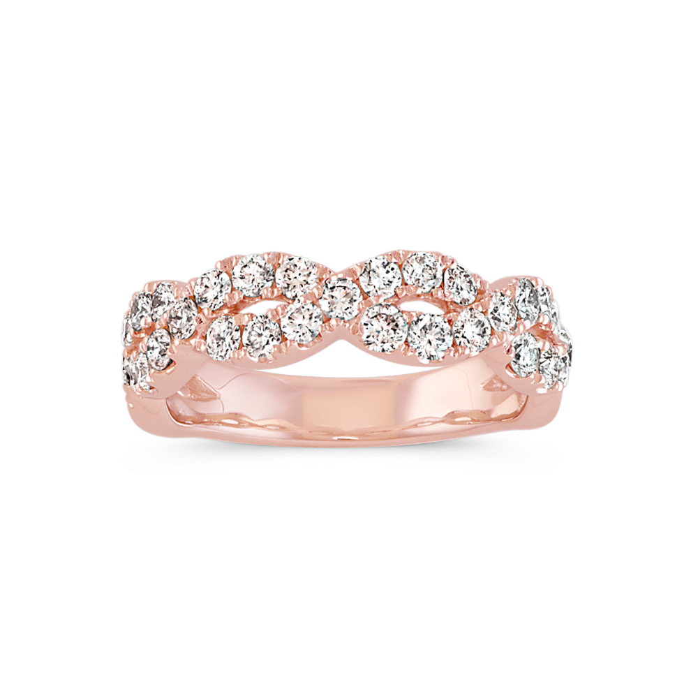 Alouette Round Natural Diamond Infinity Wedding Band in 14k Rose Gold