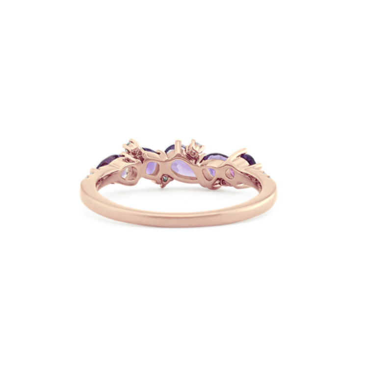 Larkspur Amethyst and Diamond Ring in 14K Rose Gold