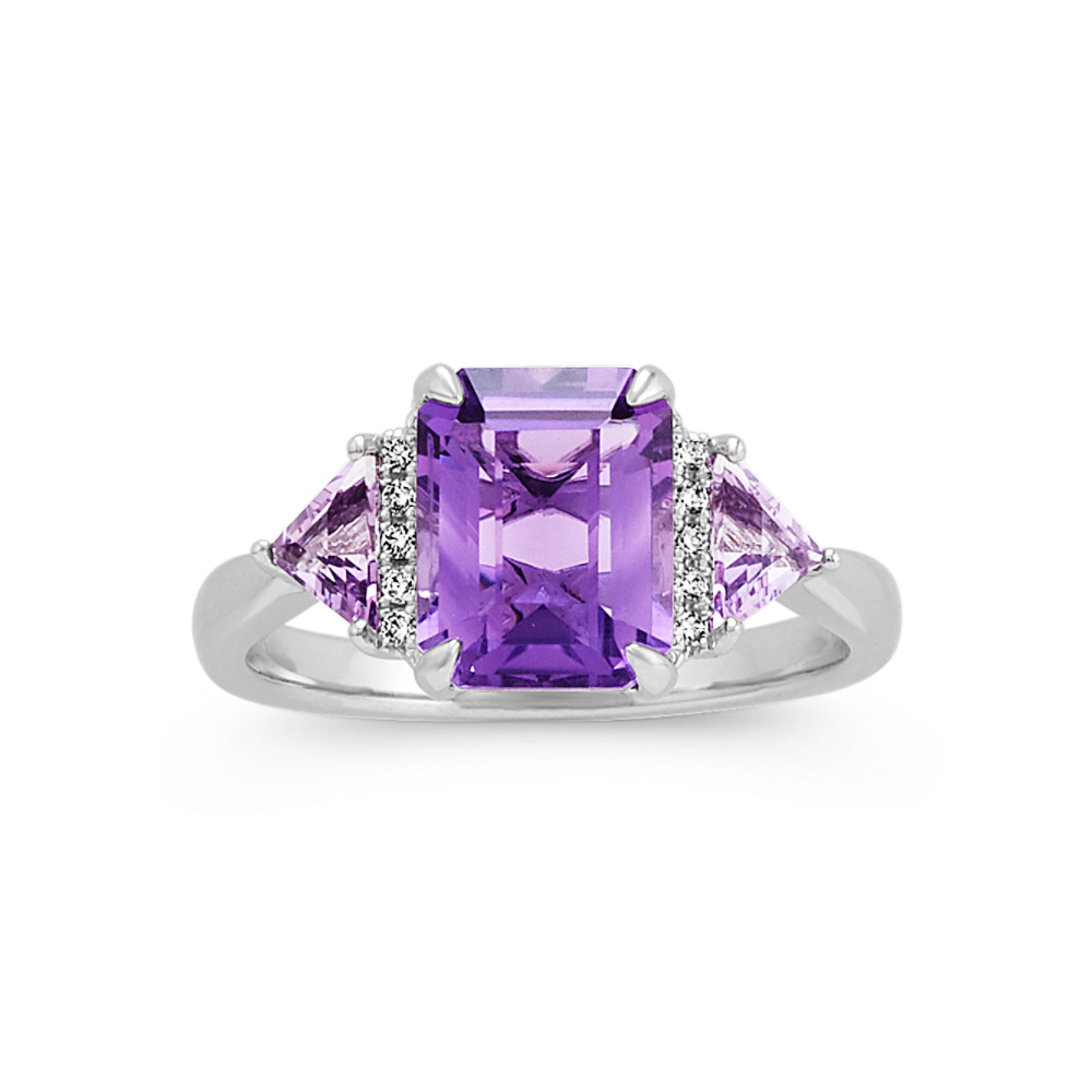 bruiloft afdeling Haast je Mira Amethyst and Diamond Ring in 14K White Gold | Shane Co.