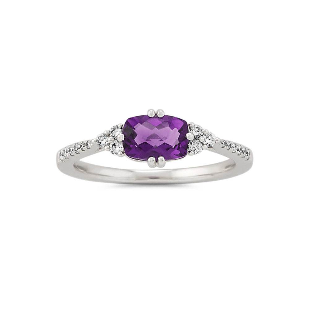 Magia Amethyst and Diamond Ring in 14K White Gold