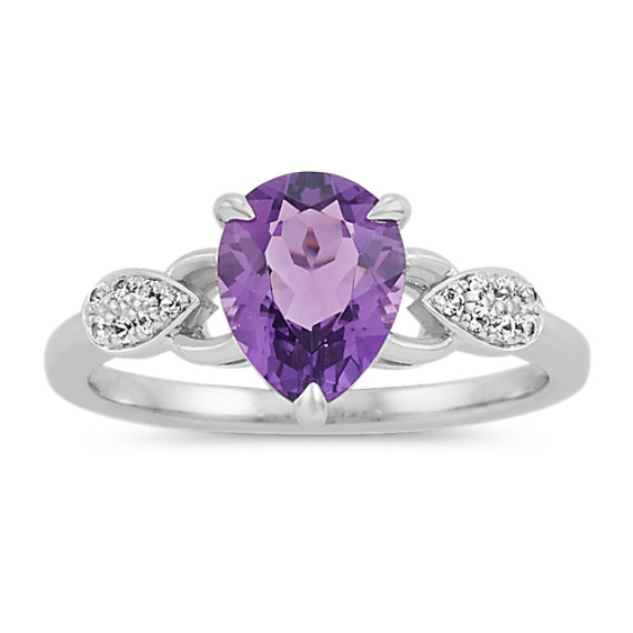 Amethyst and White Sapphire Ring in Sterling Silver | Shane Co.