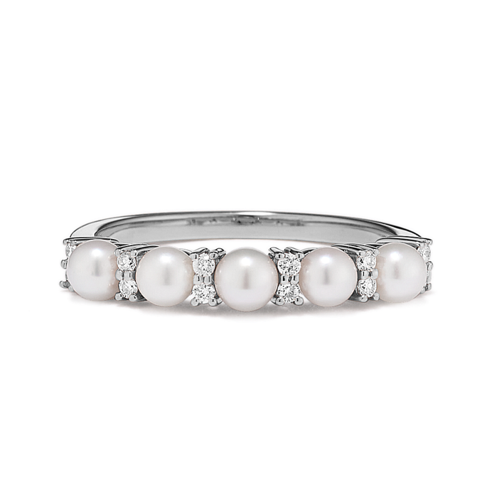 Annecy Cultured Akoya Pearl & Diamond Ring
