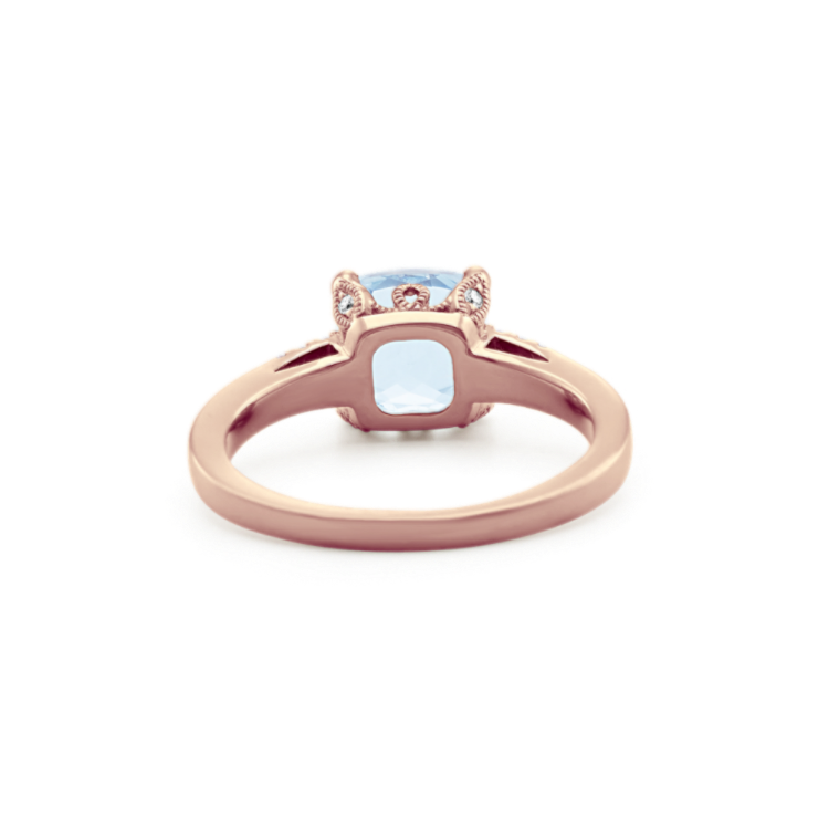 Tierney Natural Aquamarine Ring with Natural Diamond Accents in 14K Rose Gold