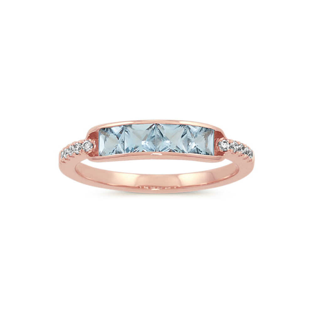 Rue Aquamarine and Diamond Ring in 14K Rose Gold