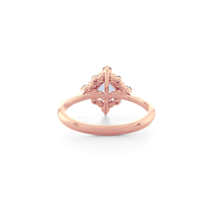Natural Aquamarine and Natural Diamond Ring in 14k Rose Gold