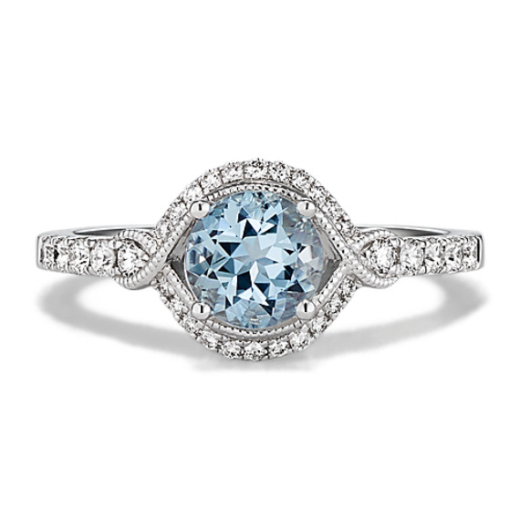 aquamarine and diamond engagement ring