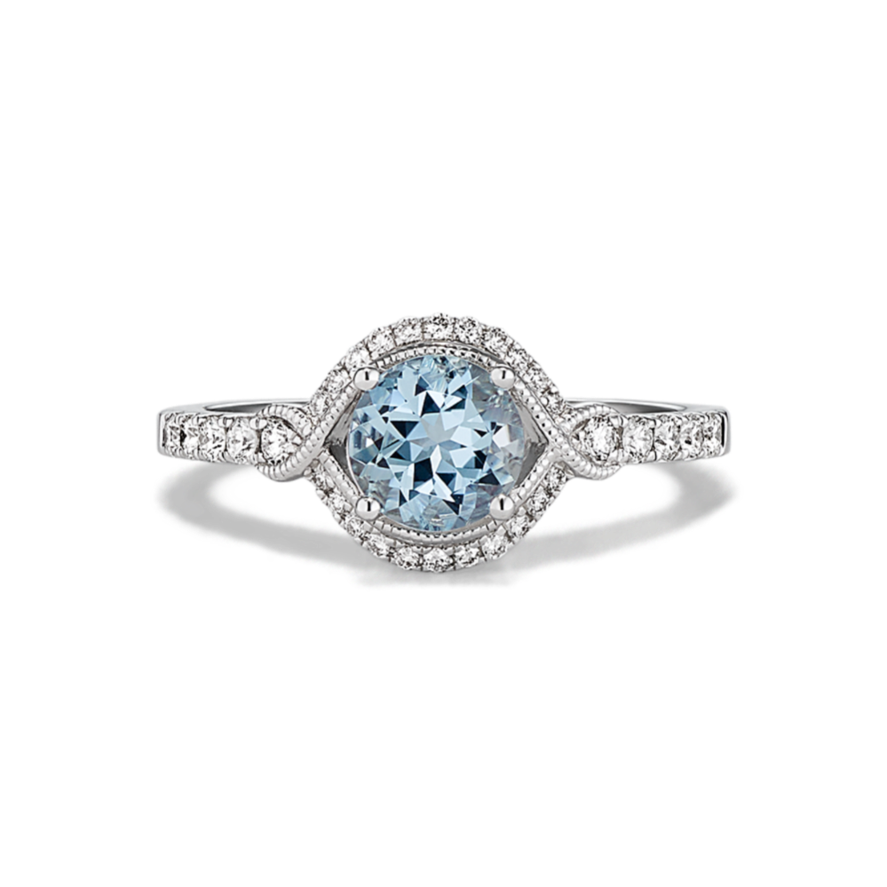 Laguna Aquamarine & Diamond Sterling Silver Ring