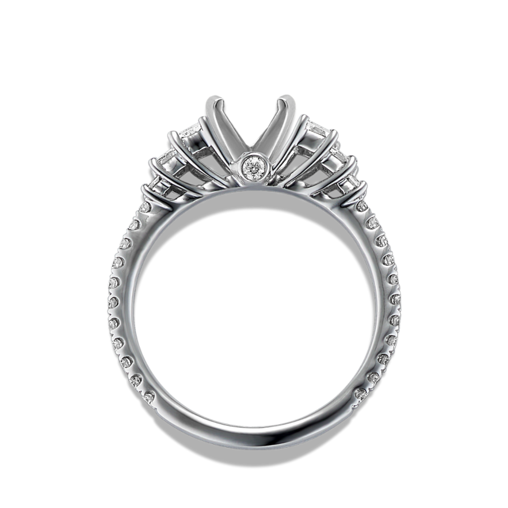 Art Deco Cathedral Diamond Engagement Ring in 14k White Gold