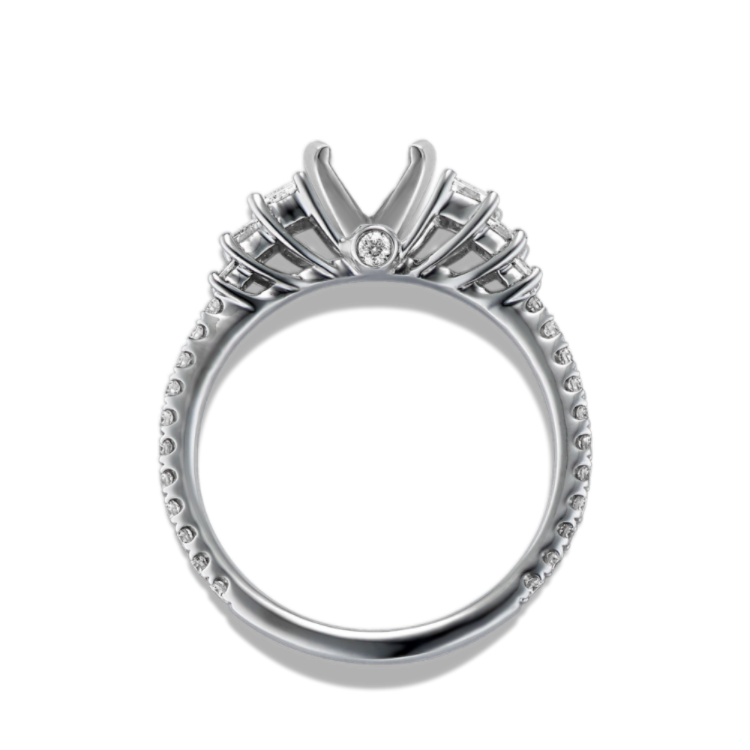 Art Deco Cathedral Diamond Engagement Ring in 14k White Gold