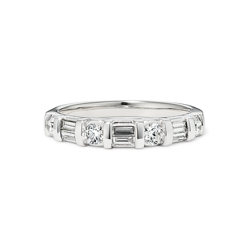 Atlas Round and Double Stacked Baguette Natural Diamond Wedding Band