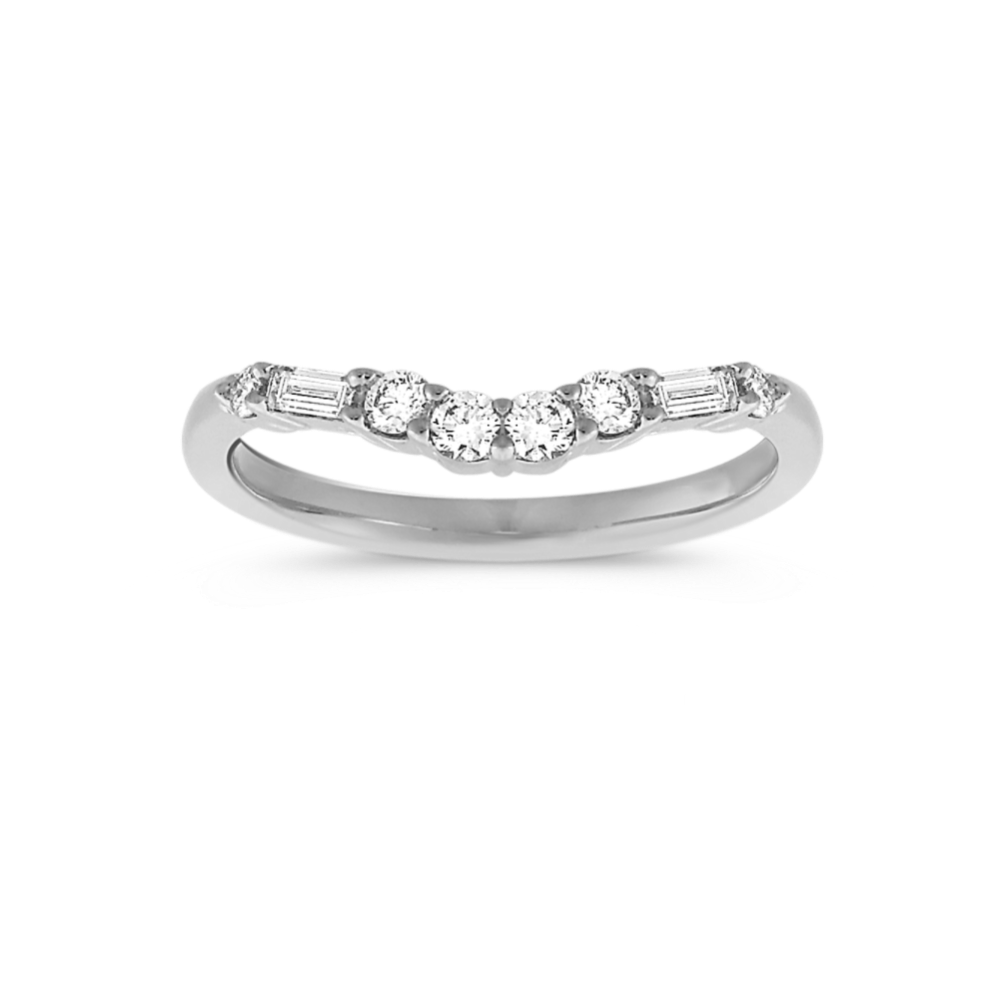 Baguette and Round Diamond Contour Wedding Band