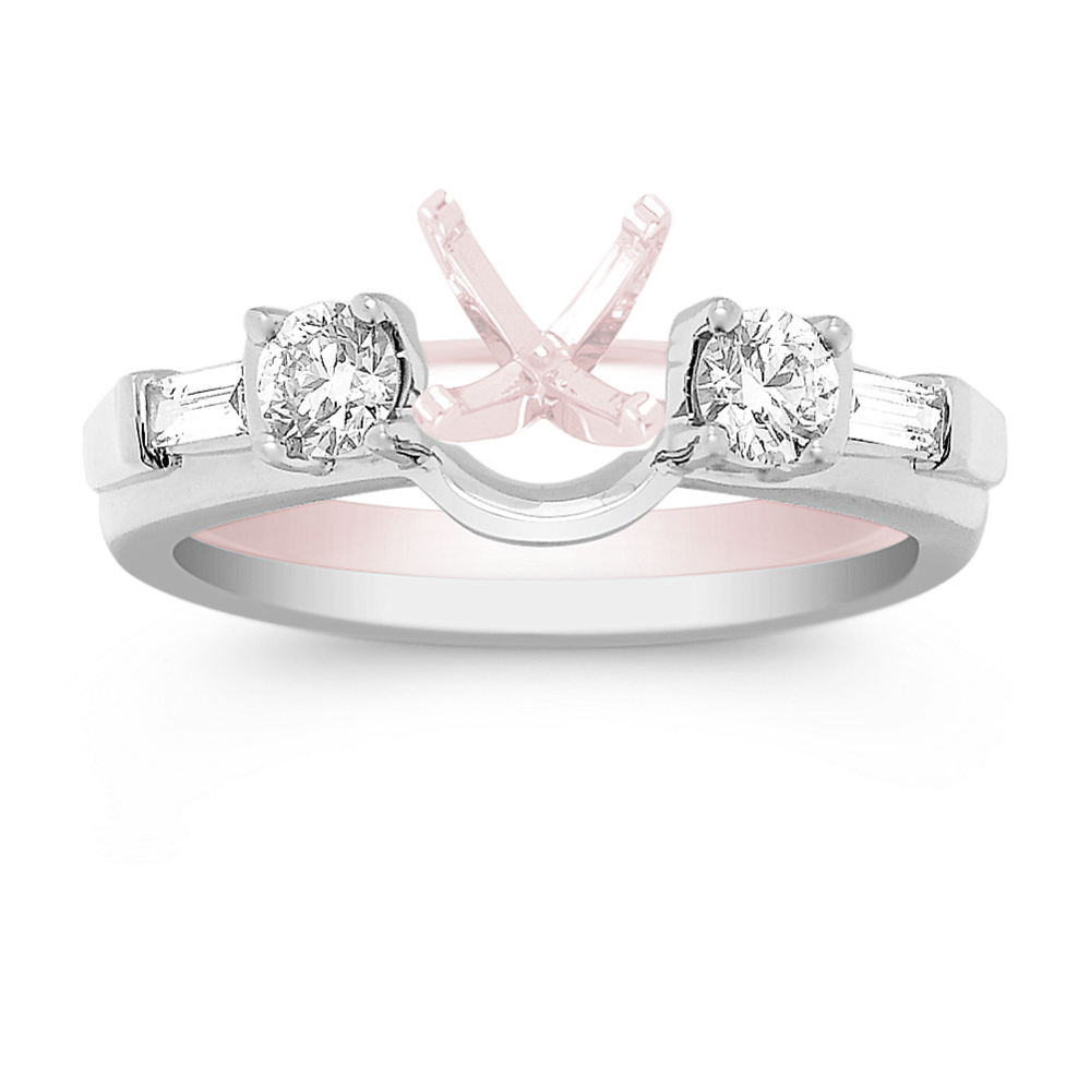 Baguette and Round Diamond Solitaire Engagement Ring Wrap