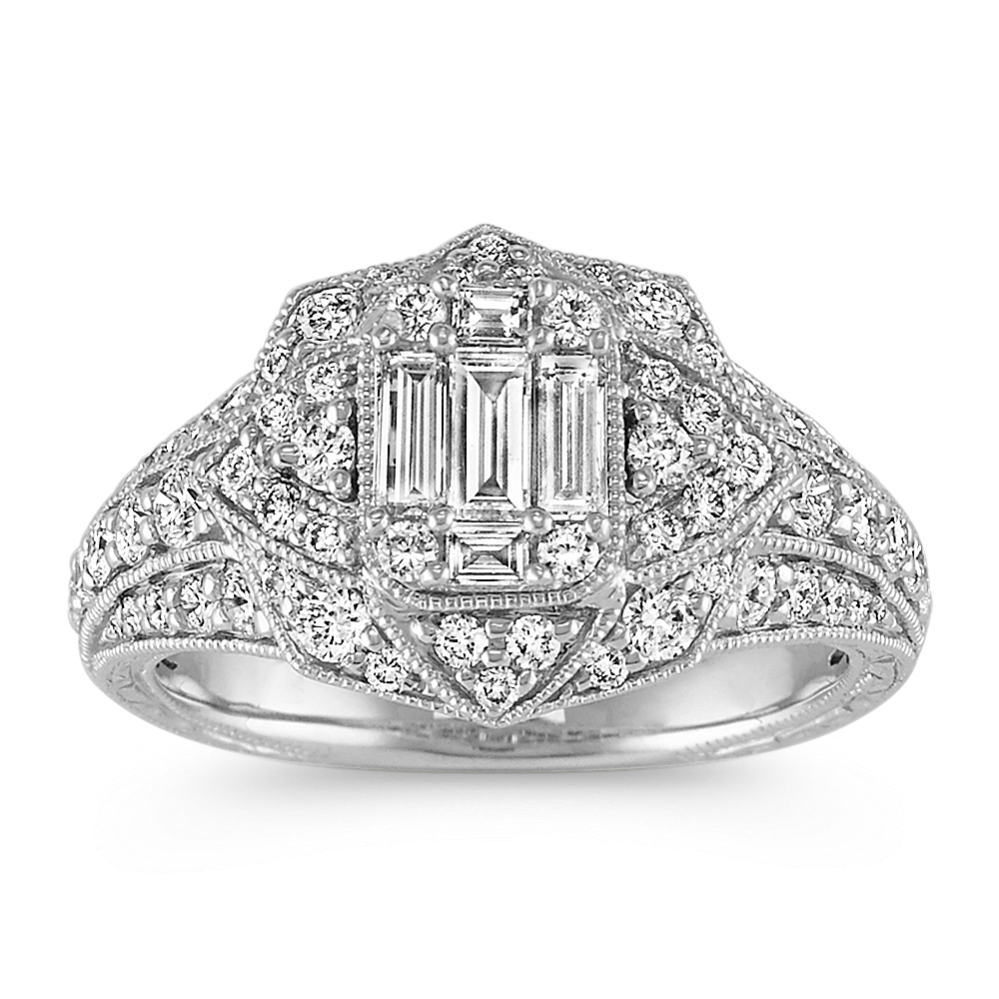 Baguette and Round Diamond Vintage Ring