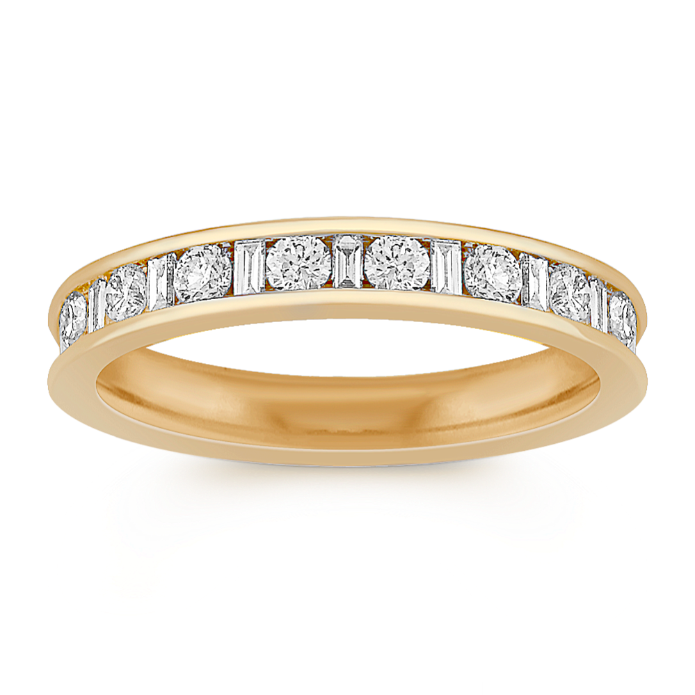 Baguette and Round Diamond Wedding Band