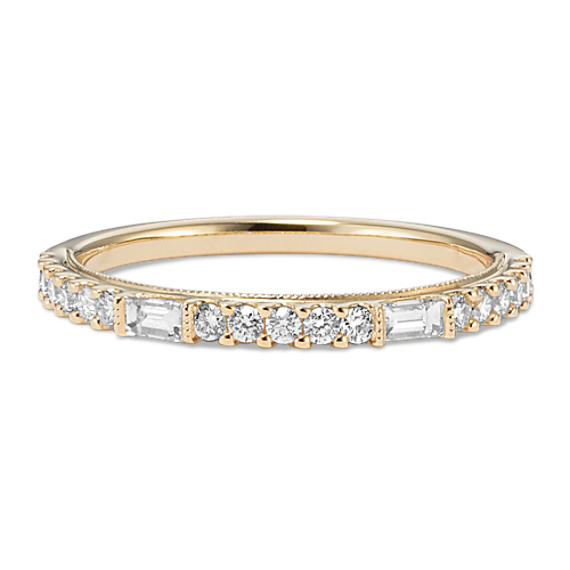 Baguette and Round Diamond Wedding Band | Shane Co.