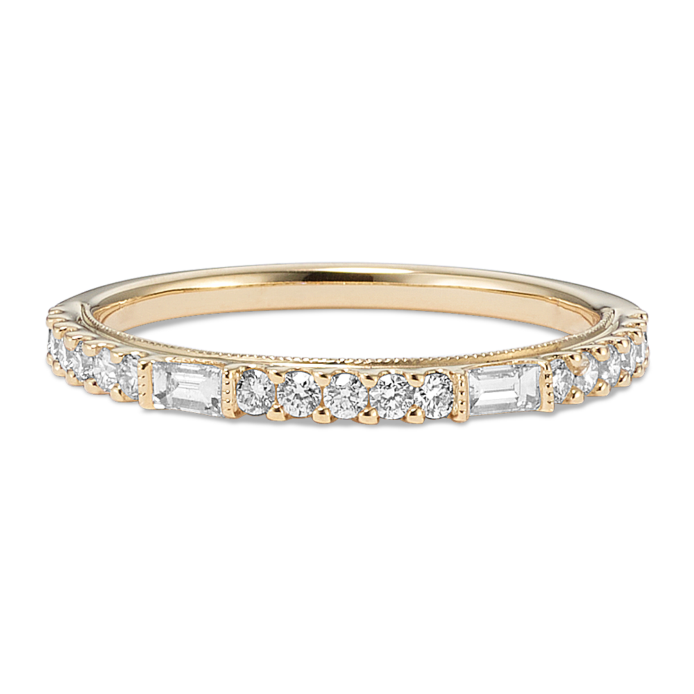 Baguette and Round Diamond Wedding Band