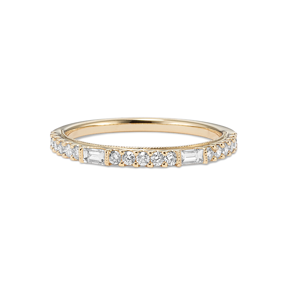 Baguette and Round Natural Diamond Wedding Band