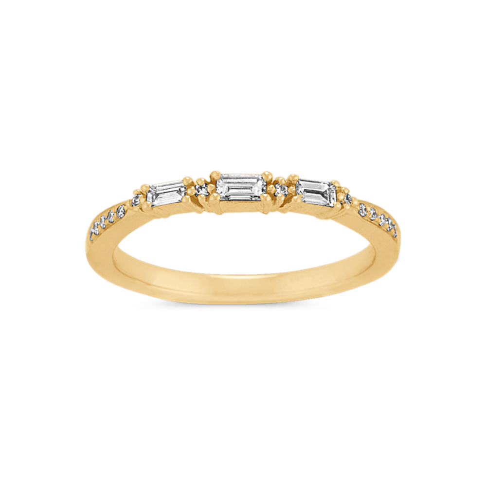 Baguette and Round Diamond Wedding Band