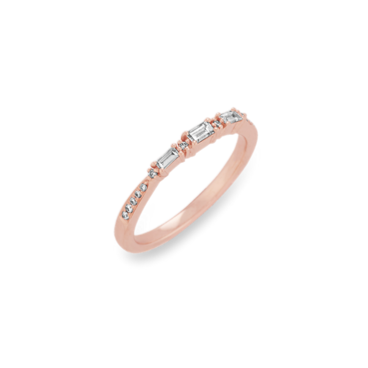Baguette and Round Natural Diamond Wedding Band