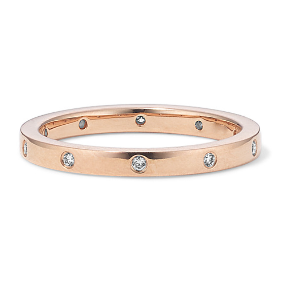 Shane Co. Beckett Bezel-Set Diamond Band, White, Rose Gold, Approx. 2mm