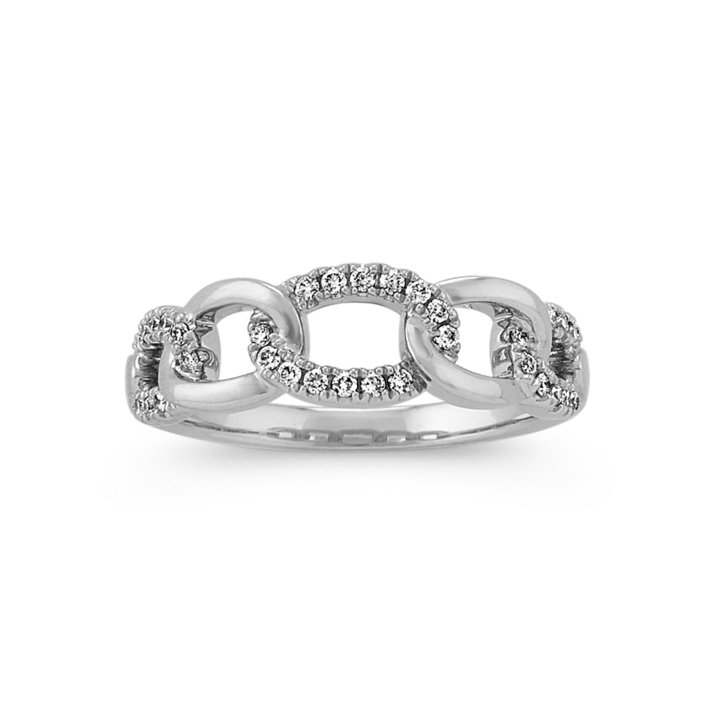 Bella Link Natural Diamond Ring in 14k White Gold