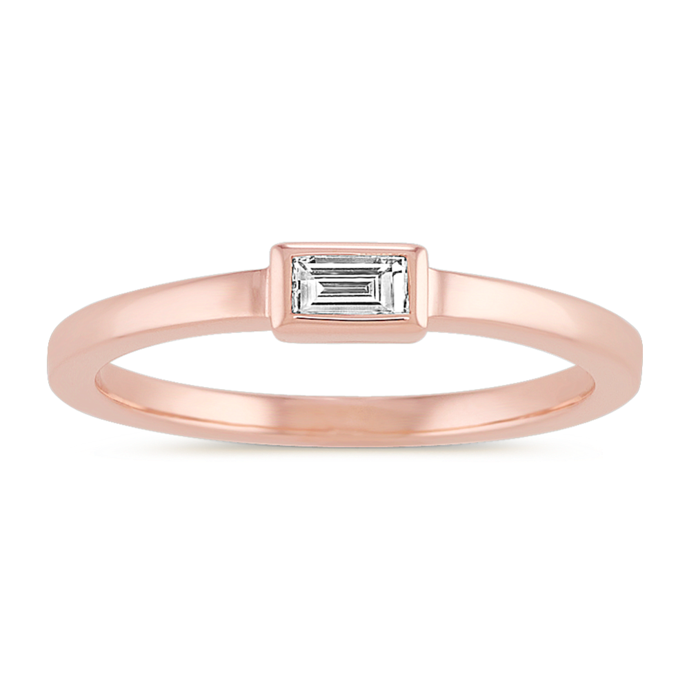 Bezel-Set Baguette Diamond Ring in 14k Rose Gold