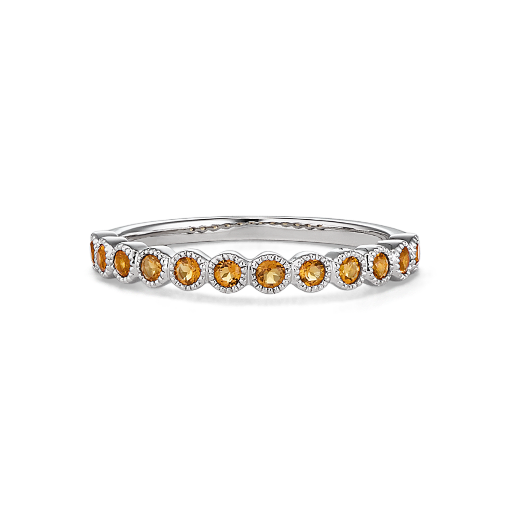 Leah Bezel-Set Citrine Ring in 14k White Gold