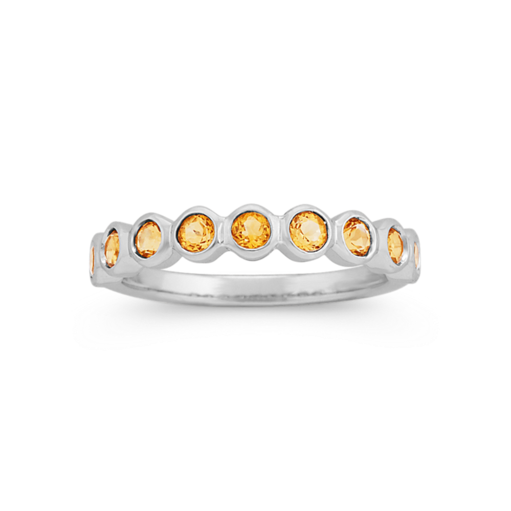 Bezel-Set Citrine Ring in 14k White Gold