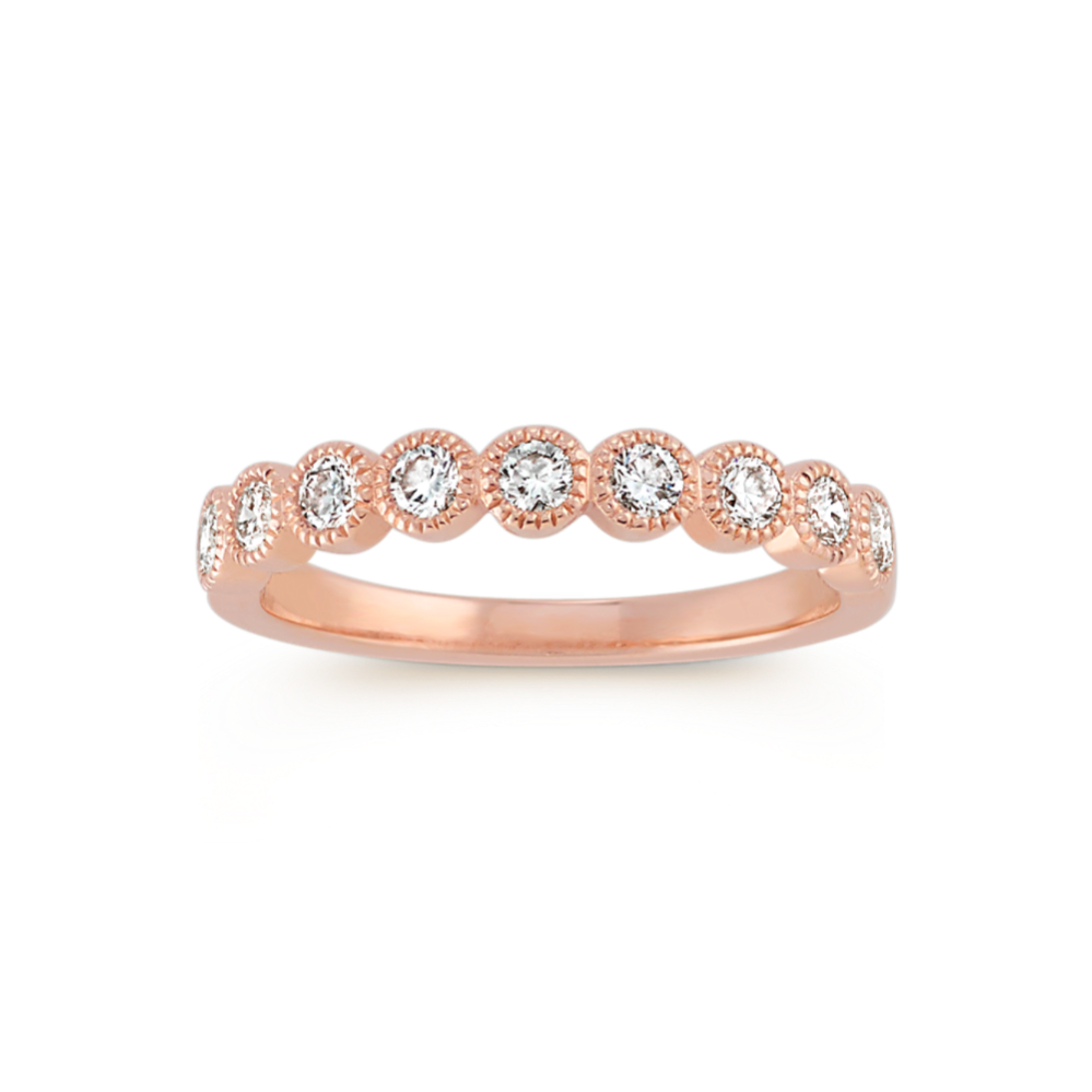 Bezel-Set Diamond Wedding Band in 14k Rose Gold