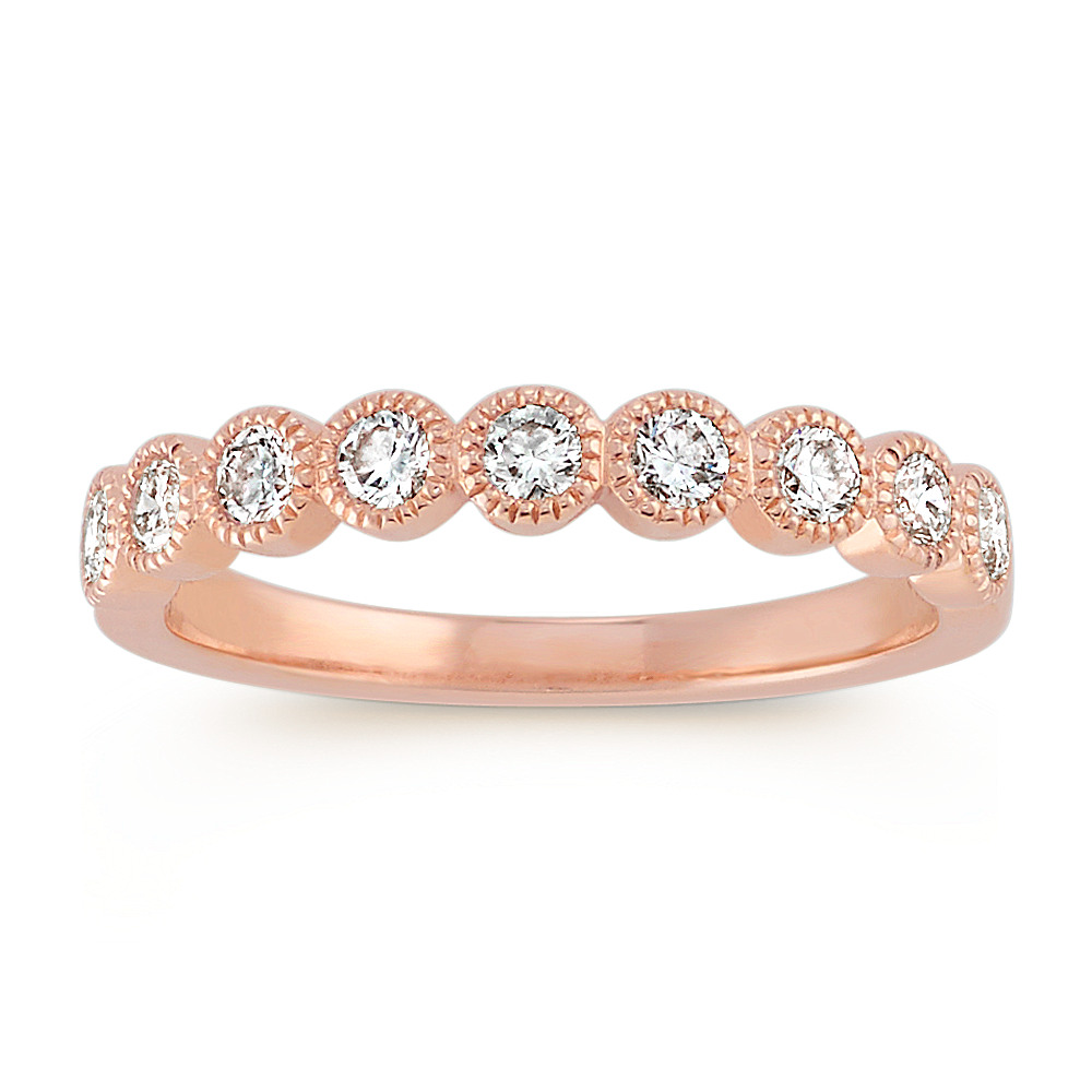 Bezel Set Diamond Wedding Band In 14k Rose Gold Shane Co Bezel Set Diamond Wedding Band In 14k Rose Gold