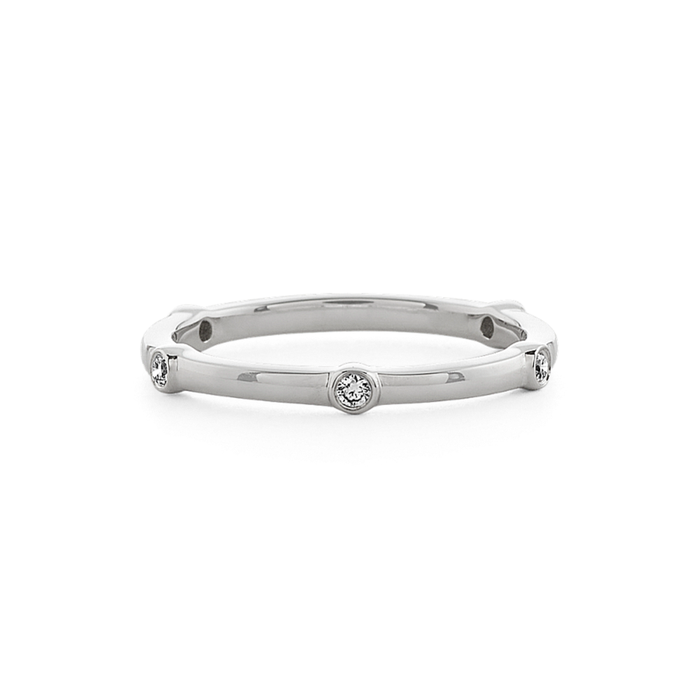 Bezel-Set Diamond Wedding Band in 14k White Gold | Shane Co.