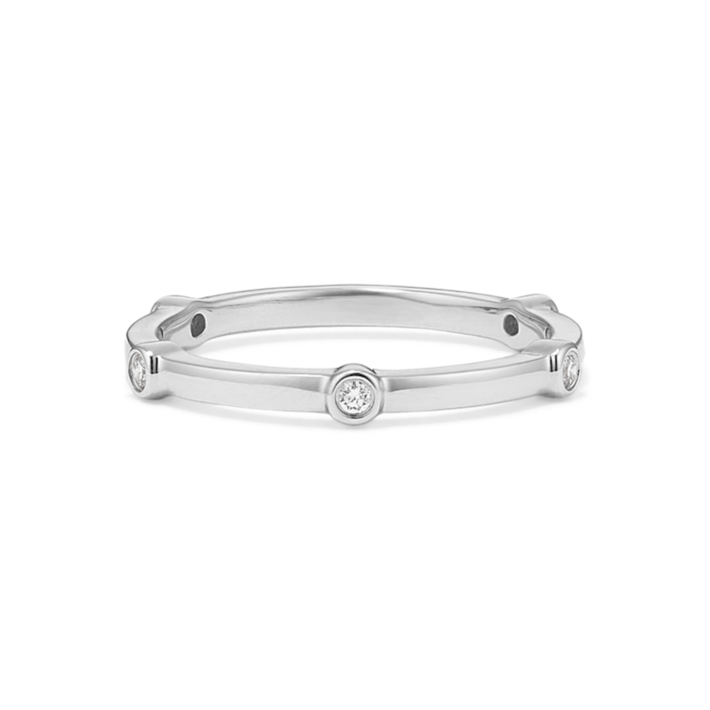 Bezel-Set Diamond Wedding Band in 14k White Gold
