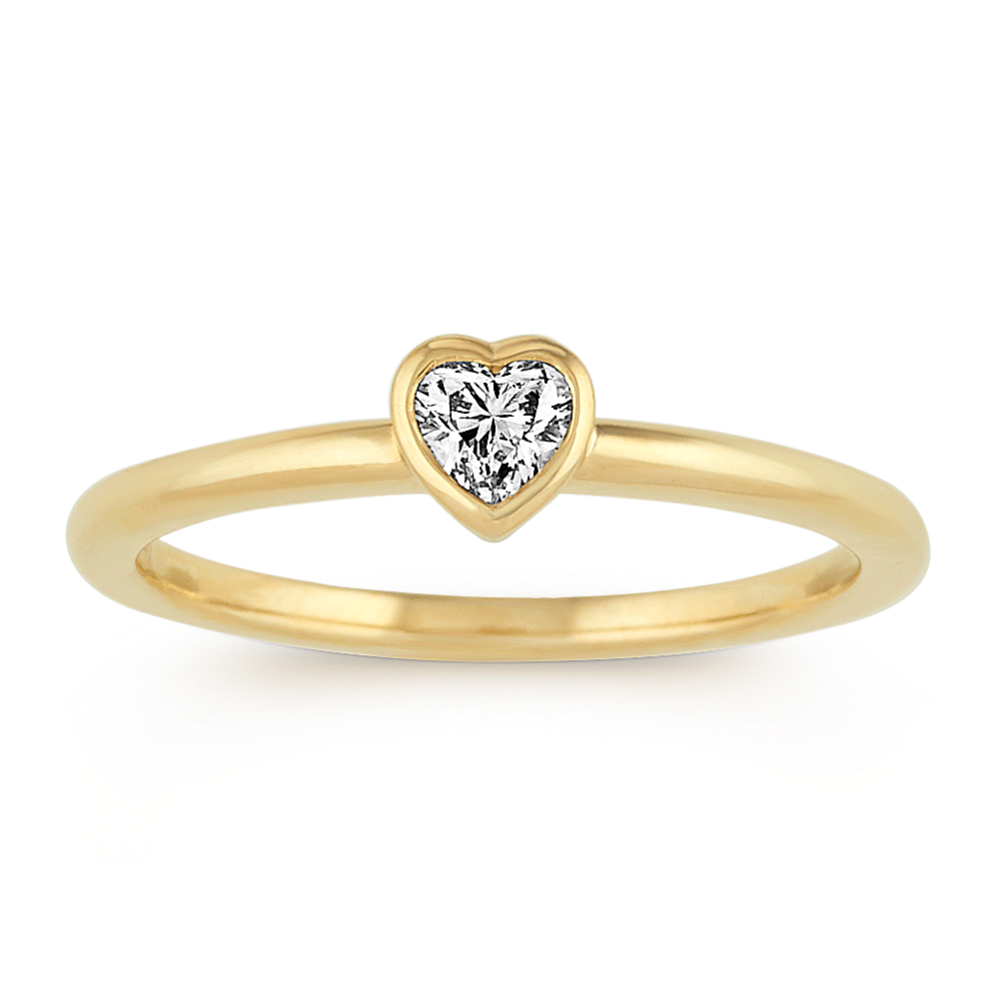 Bezel-Set Heart Shaped Diamond Stackable Ring