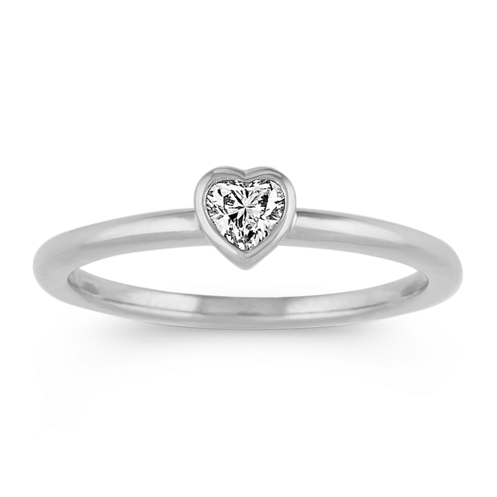 Bezel-Set Heart Shaped Diamond Stackable Ring