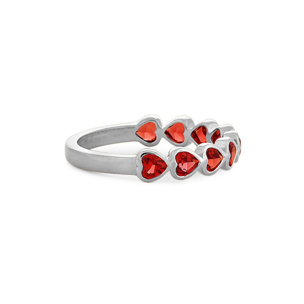 10k Gold Ladies Ring With Heart-Shaped Garnet & Diamond Accents - January Birthstone Jewelry Gift