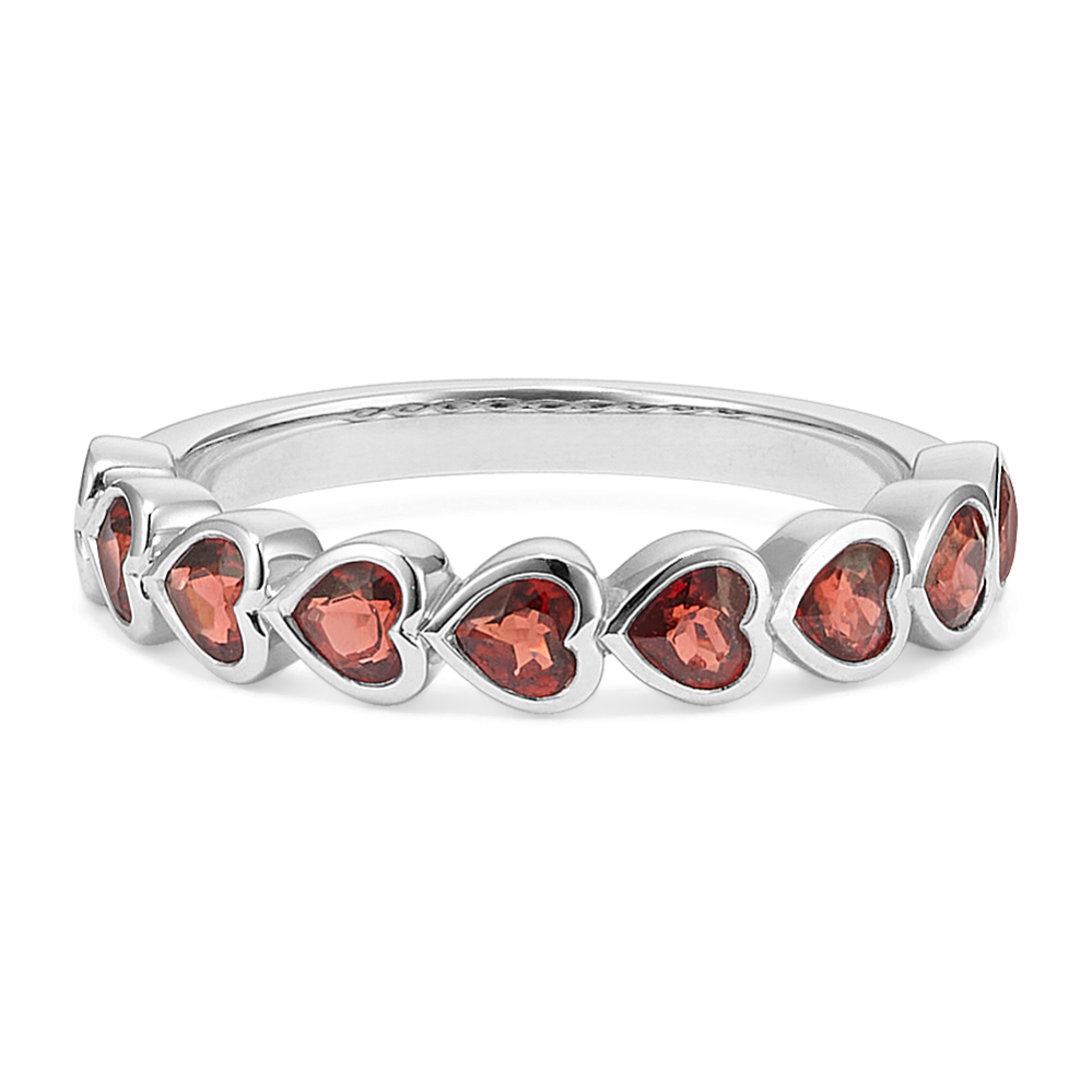 Adore Bezel-Set Heart-Shaped Garnet Ring in 14K White Gold