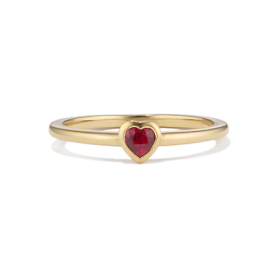 Heart-Shaped Ruby Bezel Ring