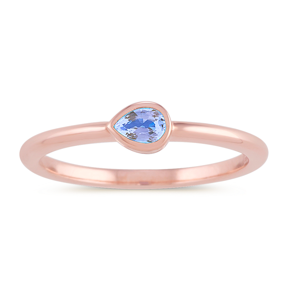 Bezel-Set Ice Blue Sapphire Ring in 14k Rose Gold