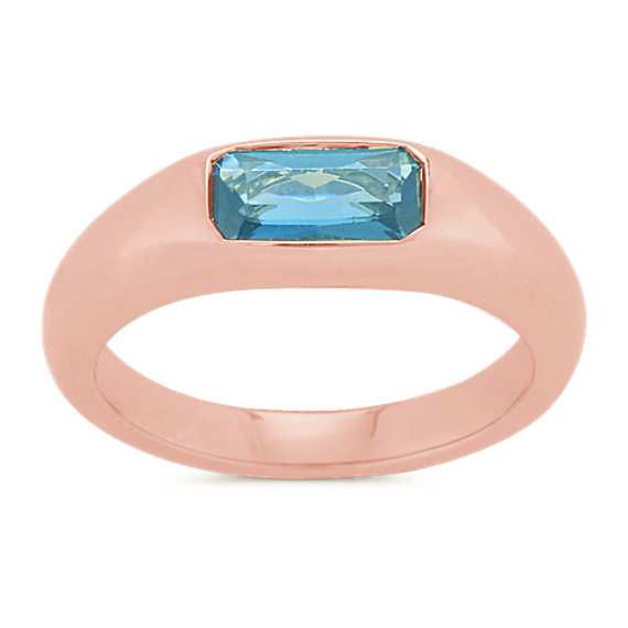 Bezel-Set London Blue Topaz Ring in 14k Rose Gold