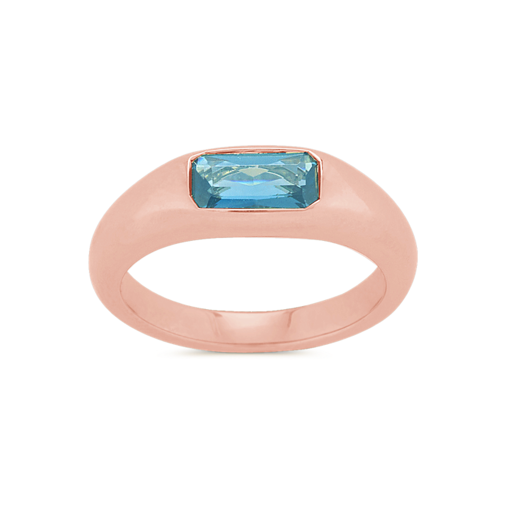 Bezel Set London Blue Topaz Ring in 14k Rose Gold Shane Co
