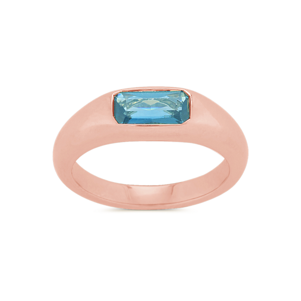 Bezel-Set London Blue Topaz Ring in 14k Rose Gold