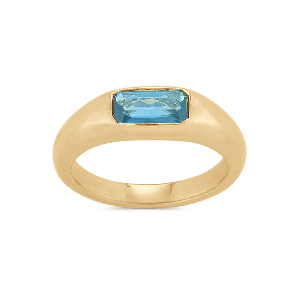 Ethical Sustainable Brooklynn - Bezel Set Oval London Blue Topaz Ring with Diamond Accents 14K White Gold