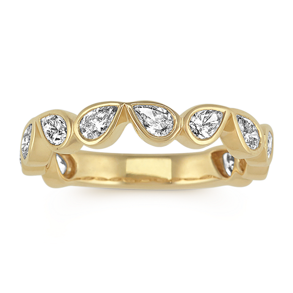 Bezel-Set Pear Shaped Diamond Wedding Band