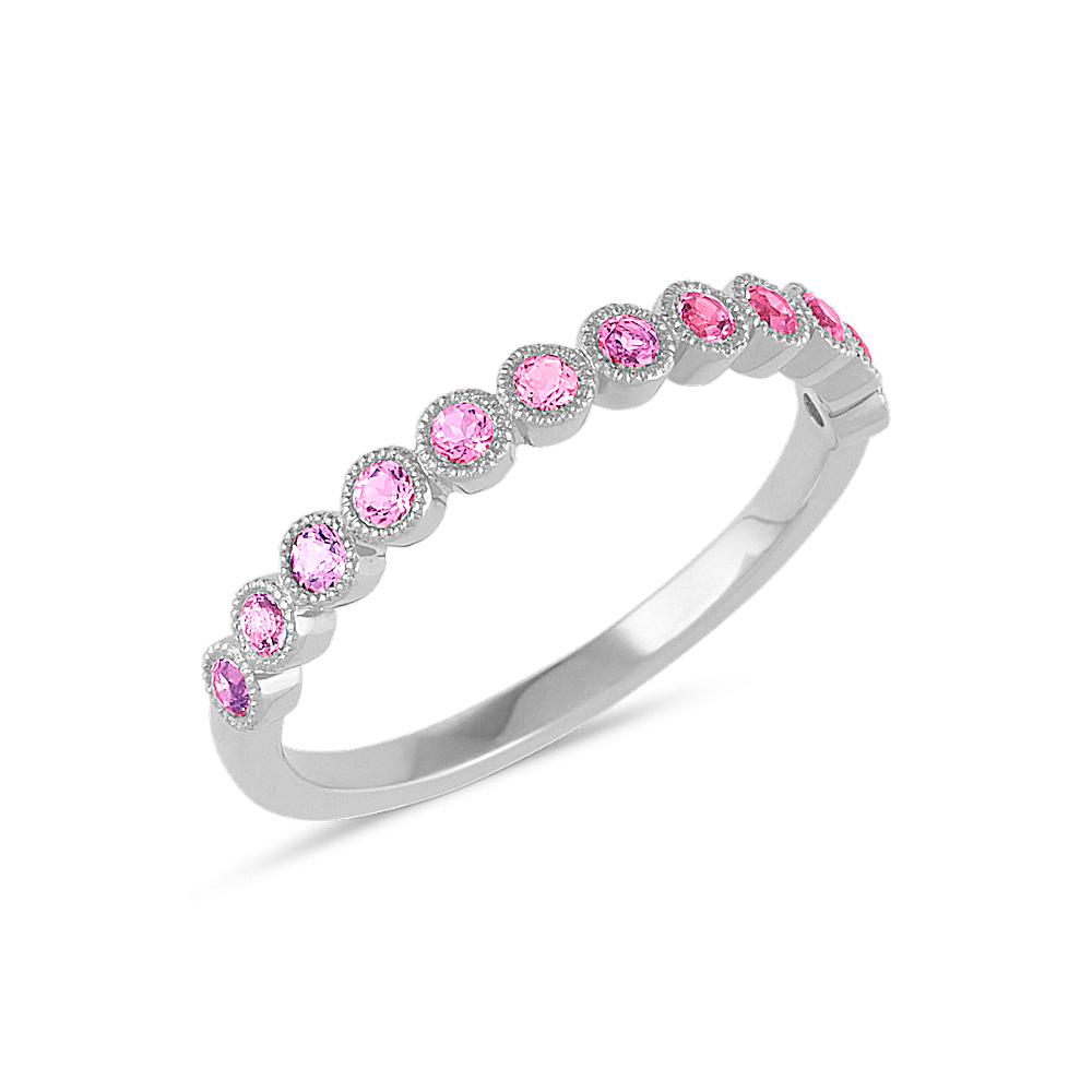 14K White Gold Diamond and Pink Sapphire Ring 5.5 by Daniel Creations Jewelry