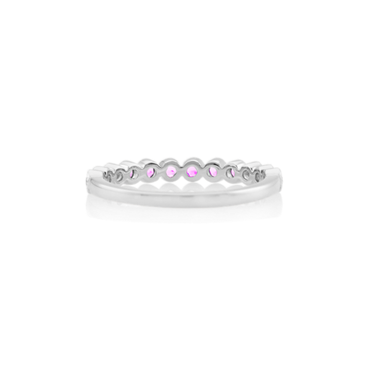 Leah Bezel-Set Pink Natural Sapphire Ring in 14k White Gold