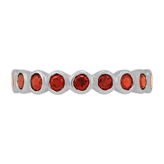 Bezel Set Round Garnet Ring In 14k White Gold Shane Co