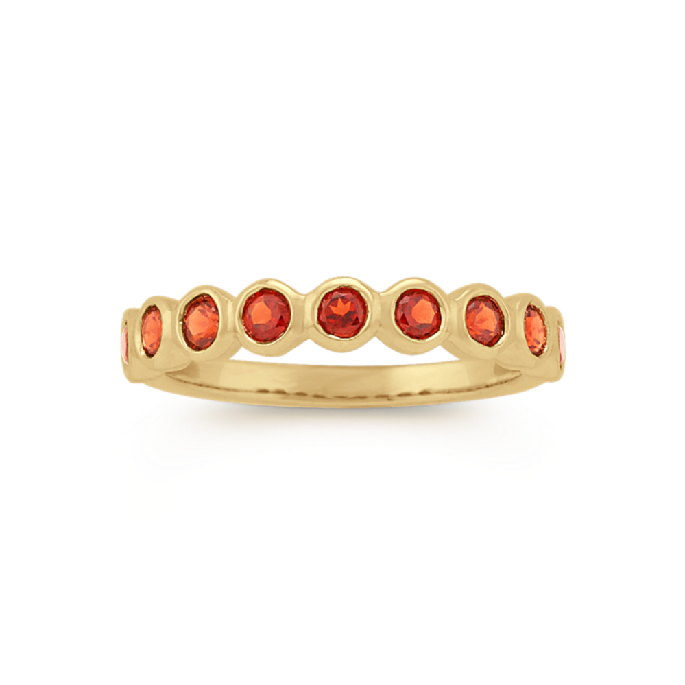 Bezel-Set Round Garnet Ring in 14k Yellow Gold